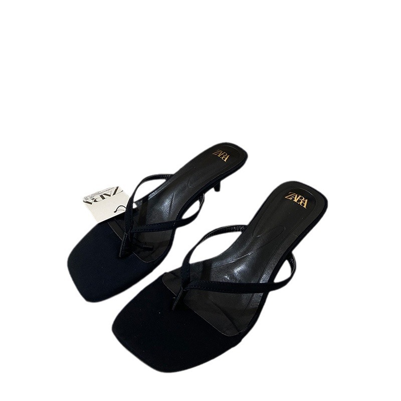 ZA women's new shoes for spring/summer 2024 square toe flip flops with exposed toe and heel, fashionable and versatile cool slippers for women ZA women's new shoes for spring/summer 2024 square toe flip flops with exposed toe and heel, fashionable and versatile cool slippers for women