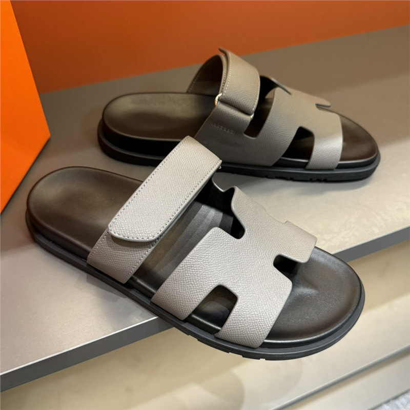 Summer slippers for men, made of genuine leather with soft soles, slip resistant fashion shoes for external wear, European station, light luxury, Velcro, casual, H-shaped slippers Summer slippers for men, made of genuine leather with soft soles, slip resistant fashion shoes for external wear, European station, light luxury, Velcro, casual, H-shaped slippers