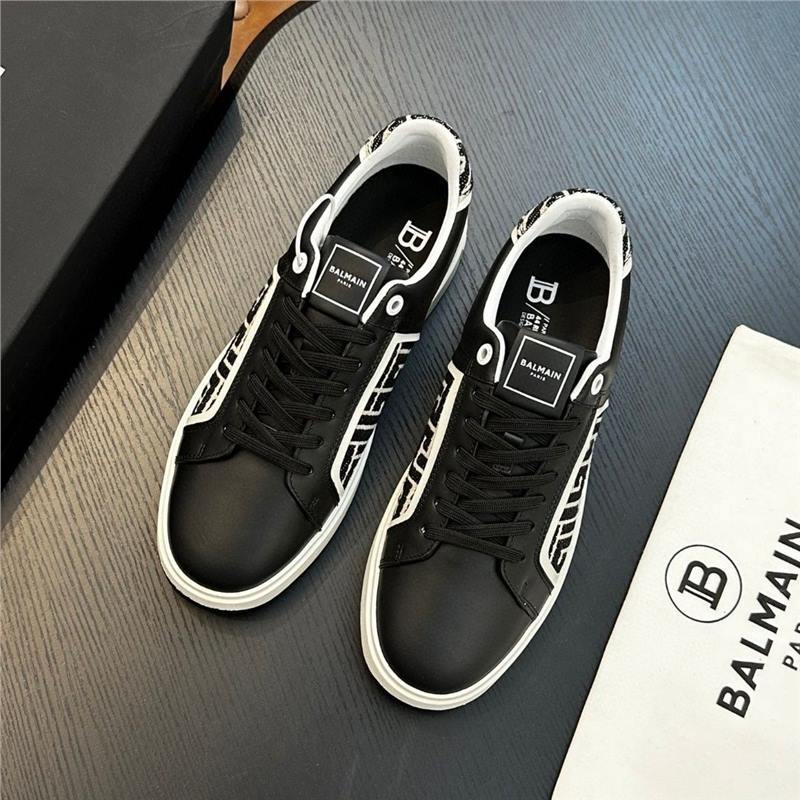 European men's leather light luxury Balman white shoes breathable men's casual fashion board shoes casual shoes European men's leather light luxury Balman white shoes breathable men's casual fashion board shoes casual shoes