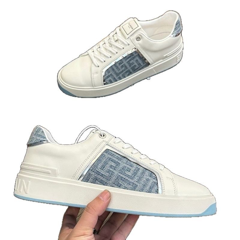 European men's leather light luxury Balman white shoes breathable men's casual fashion board shoes casual shoes European men's leather light luxury Balman white shoes breathable men's casual fashion board shoes casual shoes