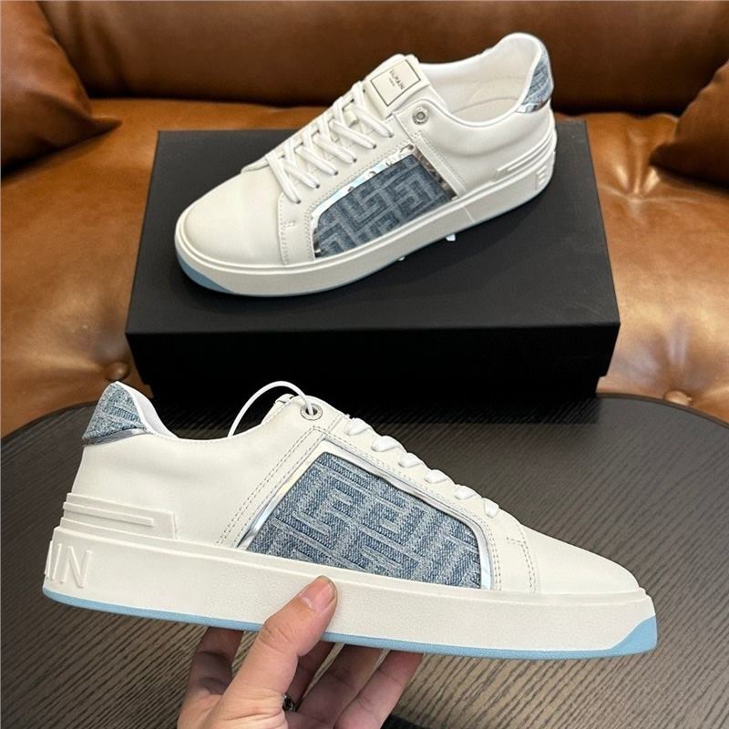 European men's leather light luxury Balman white shoes breathable men's casual fashion board shoes casual shoes European men's leather light luxury Balman white shoes breathable men's casual fashion board shoes casual shoes