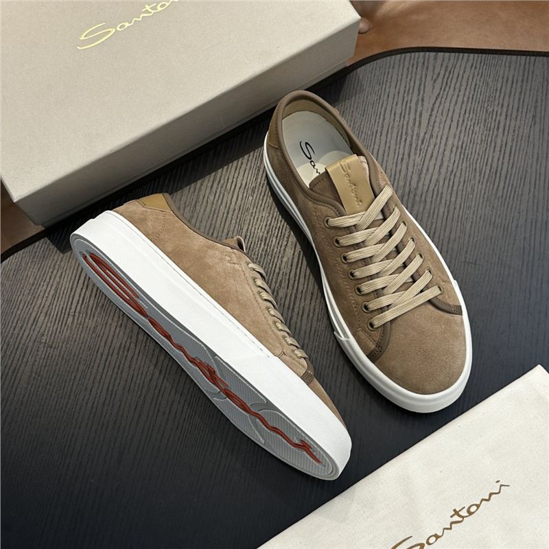 2025 new men's sports shoes, men's breathable trendy shoes, cross-border high-end factory leather panel shoes, versatile and popular