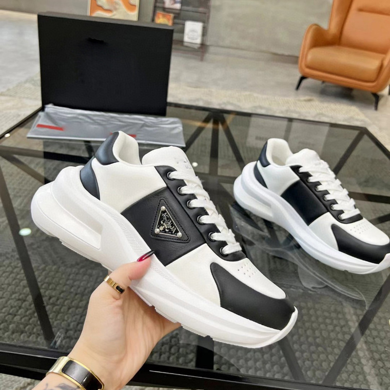 Gaoding 2024 Summer P Home Triangle Elevation End Small White Shoes for Men Black Genuine Leather Simple Lace Casual Men's Shoes