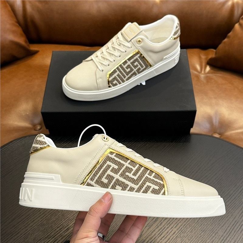 European men's leather light luxury Balman white shoes breathable men's casual fashion board shoes casual shoes European men's leather light luxury Balman white shoes breathable men's casual fashion board shoes casual shoes