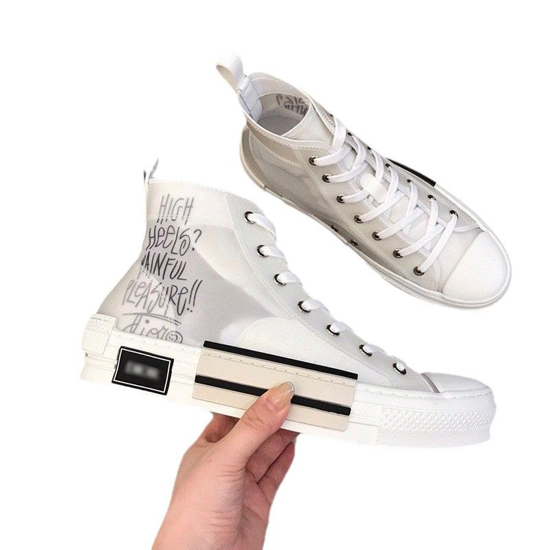 New European station high top casual versatile shoes, lace up sports board shoes, canvas vintage letter versatile breathable men's shoes New European station high top casual versatile shoes, lace up sports board shoes, canvas vintage letter versatile breathable men's shoes