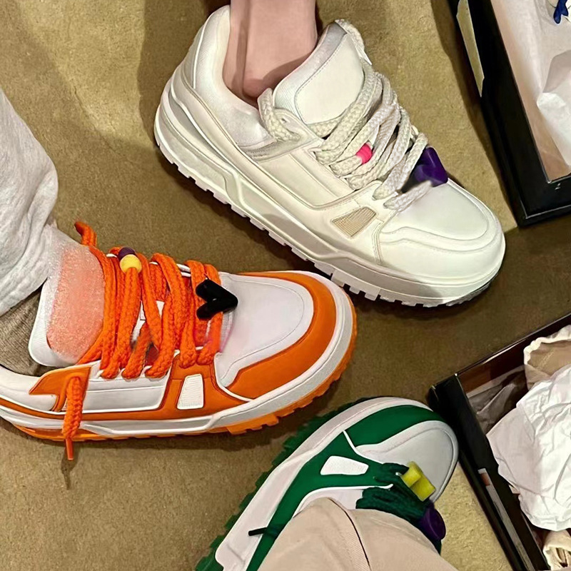 European Station Orange Little Fatty Ding Little White Shoes Bread Shoes Dad Shoes Men and Women Same Style Couple Shoes Thick soled Board Shoes