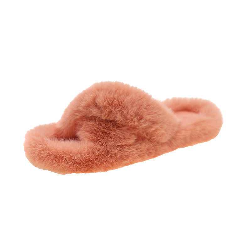 Hairy slippers for women wearing outerwear, internet famous plus size 2024 new item, autumn and winter warm outerwear cross hair slippers wholesale Hairy slippers for women wearing outerwear, internet famous plus size 2024 new item, autumn and winter warm outerwear cross hair slippers wholesale