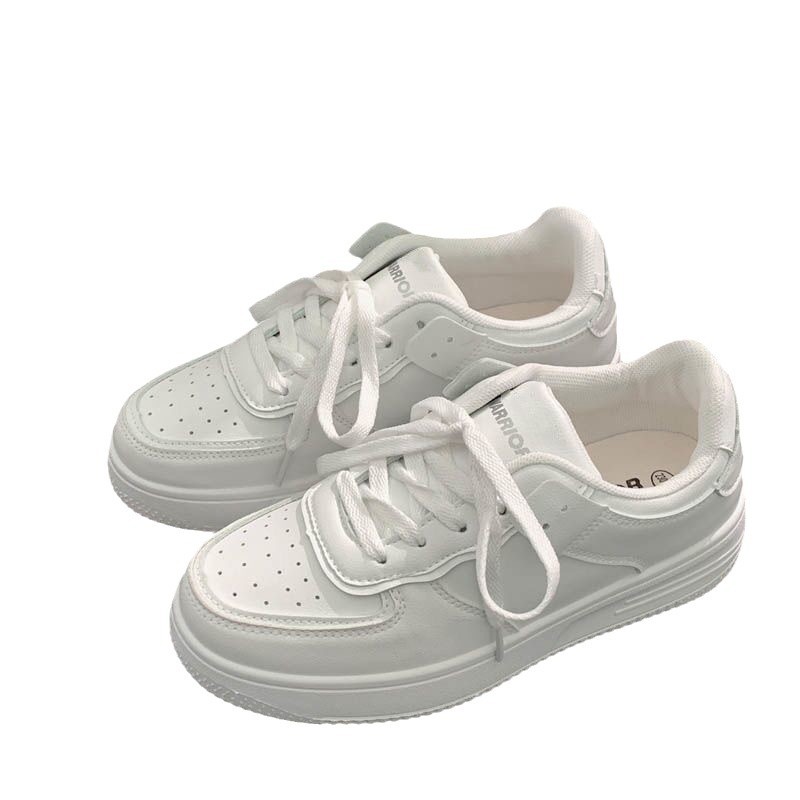 Wholesale of small white shoes for foreign trade 2024 Spring and Autumn new style thick soled pure white round toe board shoes for students, lace up casual shoes for women Wholesale of small white shoes for foreign trade 2024 Spring and Autumn new style thick soled pure white round toe board shoes for students, lace up casual shoes for women