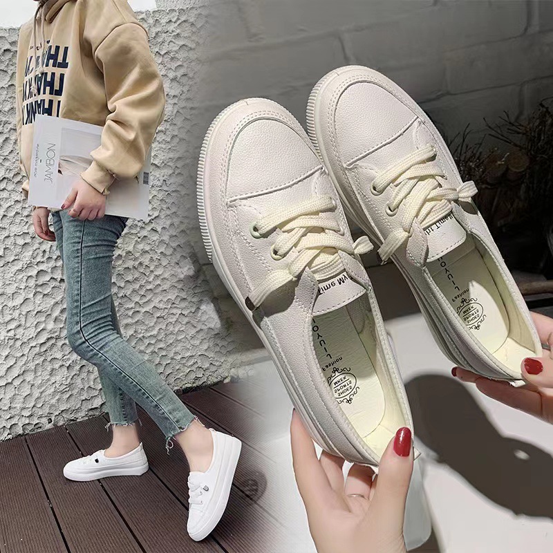 Casual shoes for women in spring 2024, new board shoes with leather surface, white white shoes for women, Korean version, versatile ins women's shoes