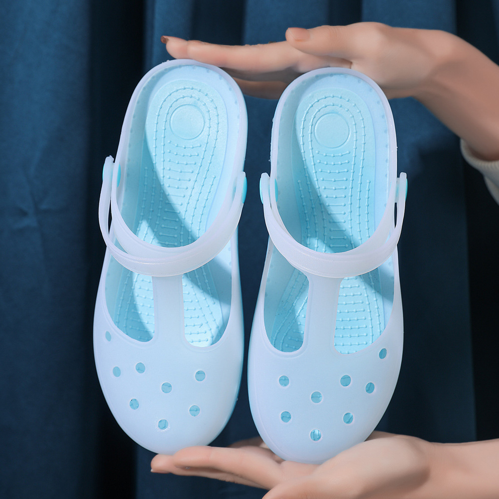 Summer new style cave shoes for women, lightweight and non slip flat sandals for nurses, home toe protection beach shoes Summer new style cave shoes for women, lightweight and non slip flat sandals for nurses, home toe protection beach shoes