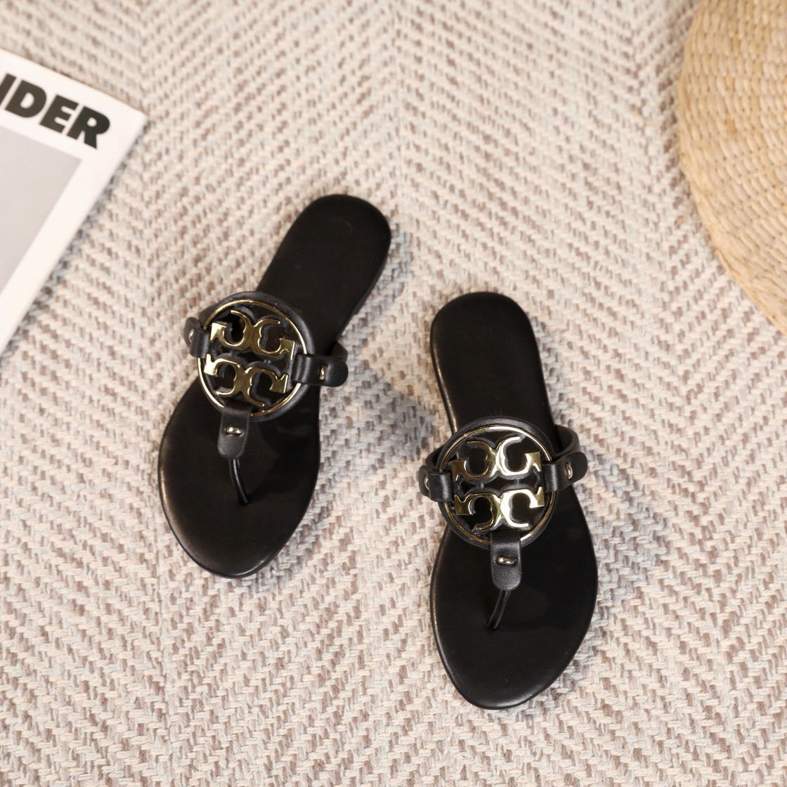 TB Slippers for Women 2025 Summer New One Word Drag Beach Leisure European and American Cross border Leather Cool Slippers TB Slippers for Women 2025 Summer New One Word Drag Beach Leisure European and American Cross border Leather Cool Slippers