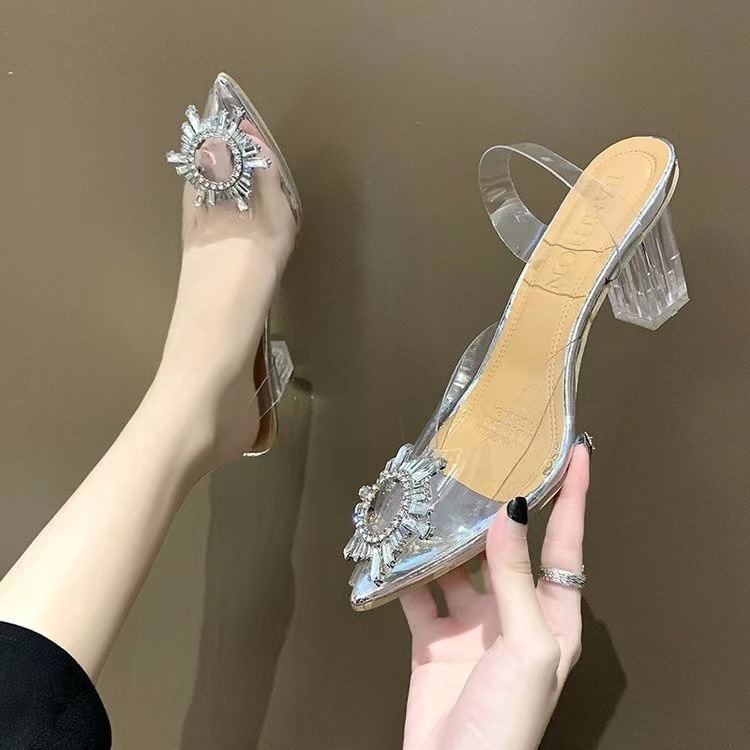 Transparent crystal shoes for women, 2021 autumn new fashion single shoes, women's rhinestone pointed thin heel high heels, women's dance shoes Transparent crystal shoes for women, 2021 autumn new fashion single shoes, women's rhinestone pointed thin heel high heels, women's dance shoes