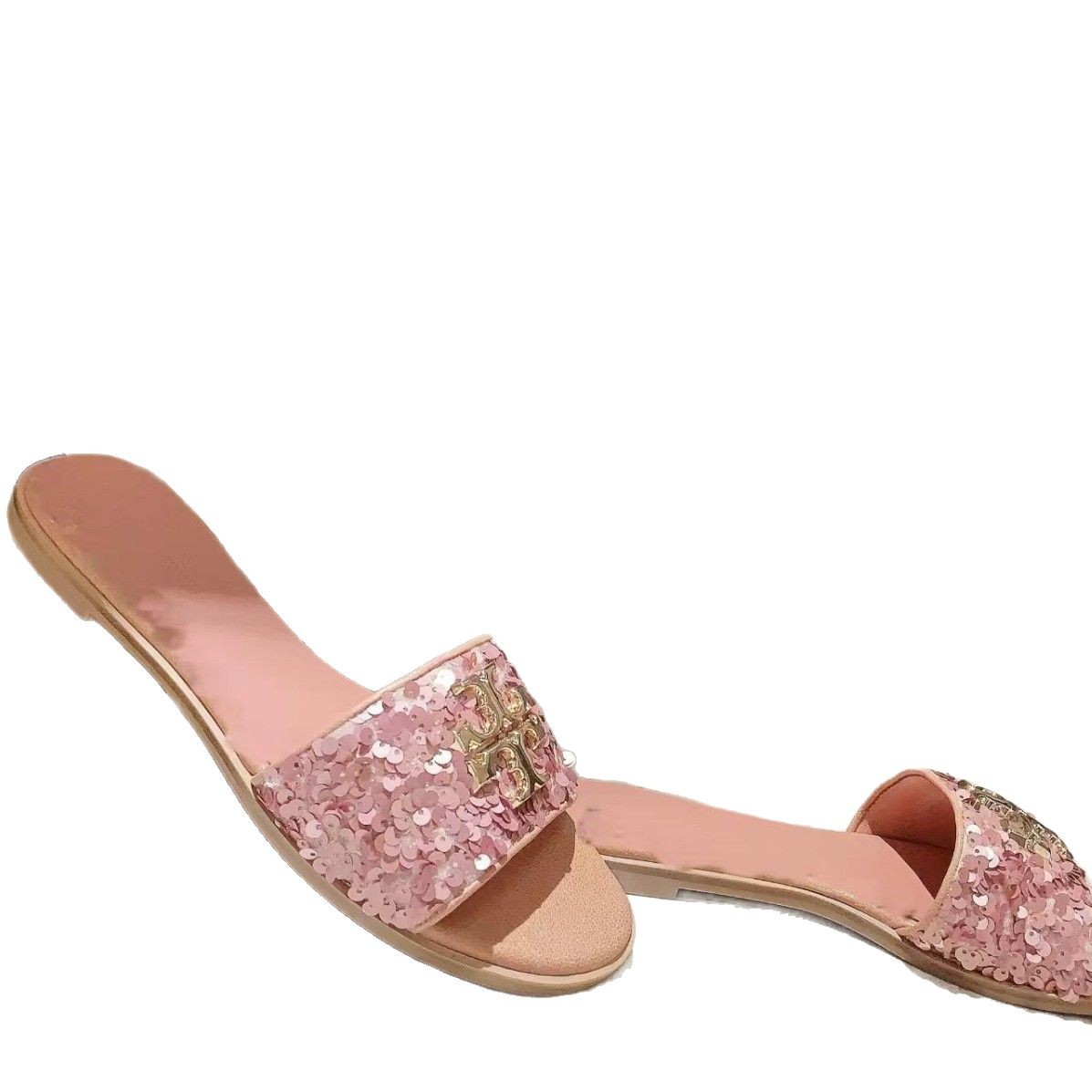 European and American casual beach shoes 2025 new metal flat bottomed temperament slippers for women's comfortable temperament sandals cross-border European and American casual beach shoes 2025 new metal flat bottomed temperament slippers for women's comfortable temperament sandals cross-border