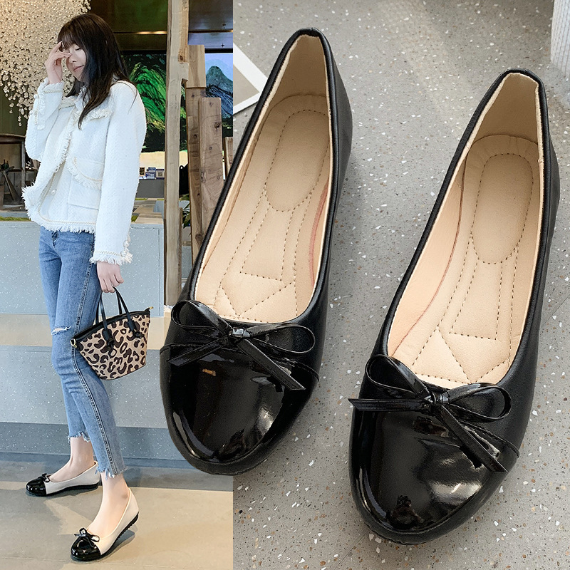 Spring New Korean Fashion Round Head Flat Bottom Fashion Casual Large Women's Shallow Mouth Casual Bow Women's Singles Shoes Spring New Korean Fashion Round Head Flat Bottom Fashion Casual Large Women's Shallow Mouth Casual Bow Women's Singles Shoes