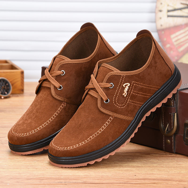 Old Beijing cloth shoes men 2024 spring and autumn season breathable lace up casual cloth shoes canvas shoes middle-aged and elderly walking shoes board shoes