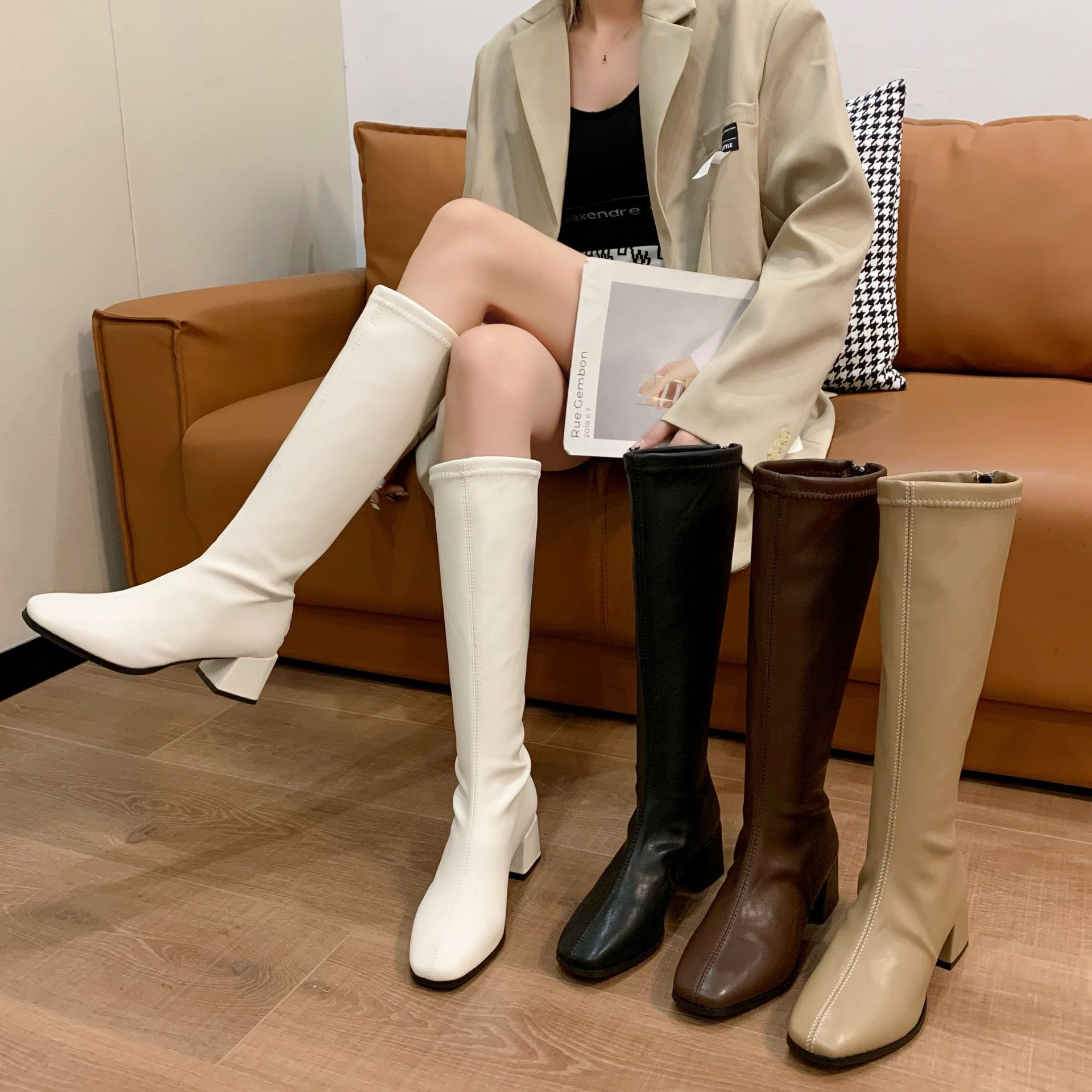 Women's knee high boots 2025 autumn and winter new British style fashionable small stature slimming high-heeled knight women's boots