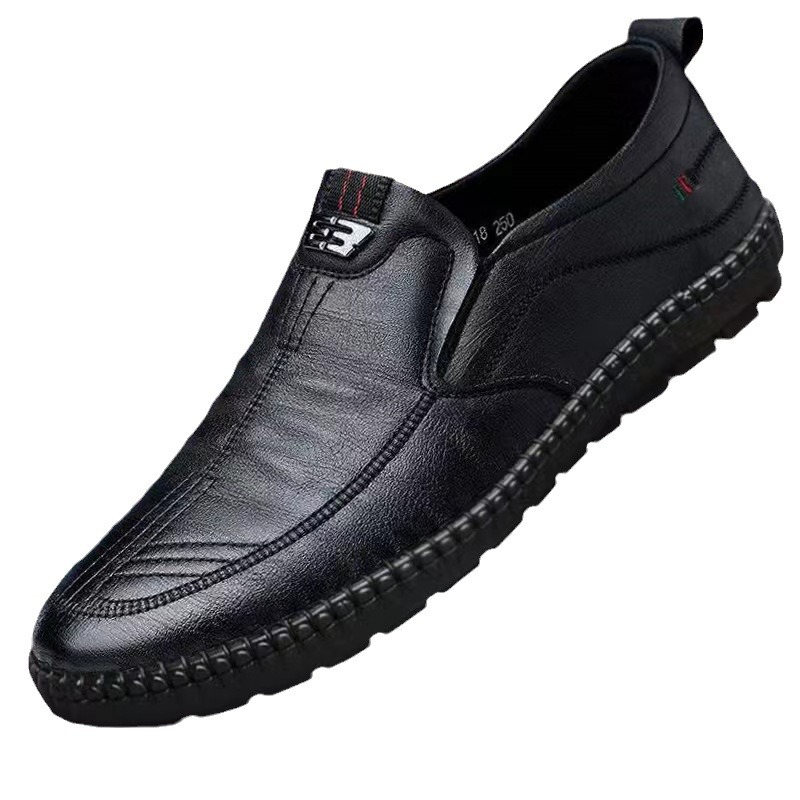 New 2023 Men's Leather Shoes with Soft Bottom and Soft Surface Business Casual Shoes for Middle aged and Elderly Dad, Fashionable Driving Bean Shoes