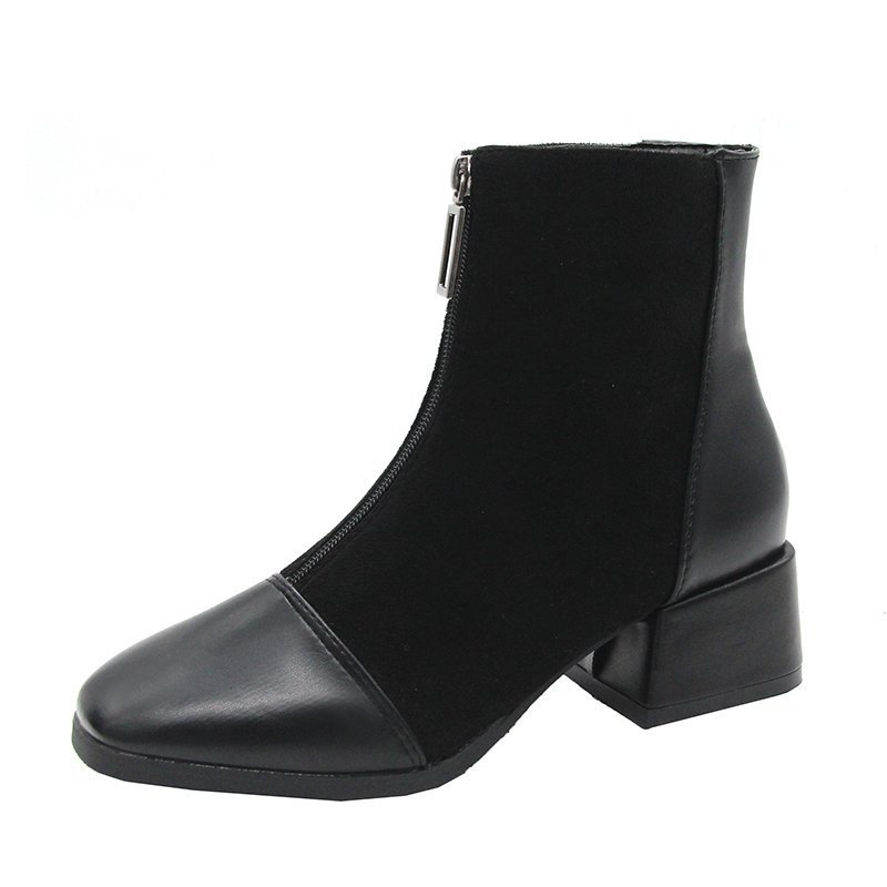 Martin boots for women 2024 autumn new style British style thick heel, mid heel, slim boots retro short boots, front zipper boots for children Martin boots for women 2024 autumn new style British style thick heel, mid heel, slim boots retro short boots, front zipper boots for children