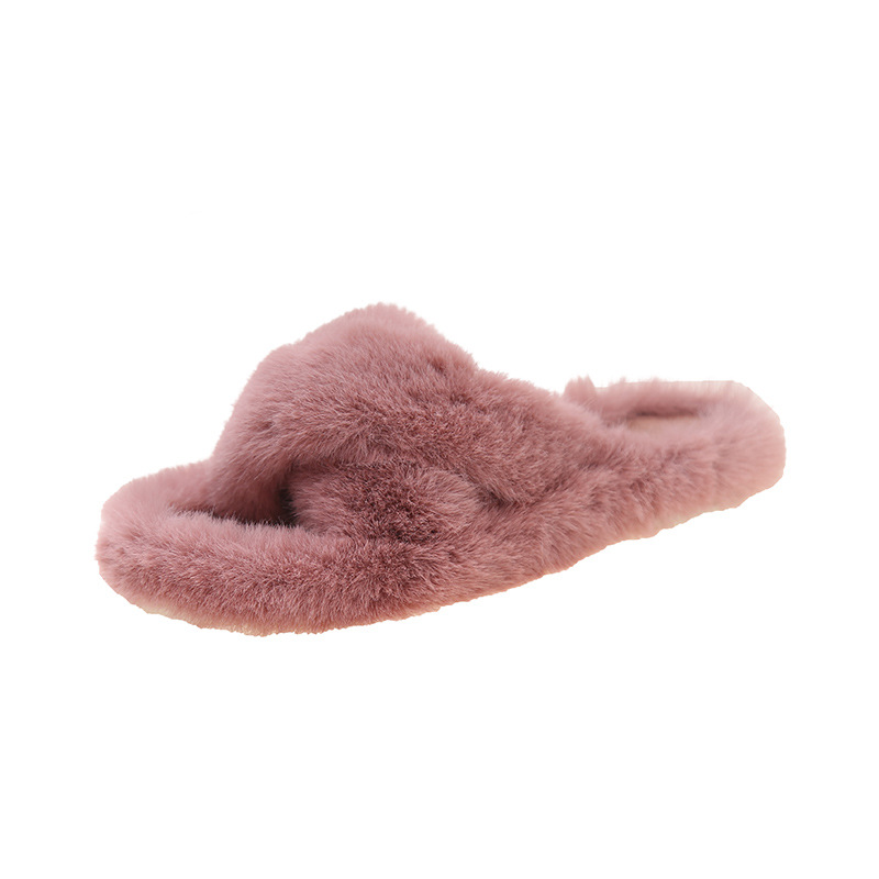 Hairy slippers for women wearing outerwear, internet famous plus size 2024 new item, autumn and winter warm outerwear cross hair slippers wholesale Hairy slippers for women wearing outerwear, internet famous plus size 2024 new item, autumn and winter warm outerwear cross hair slippers wholesale