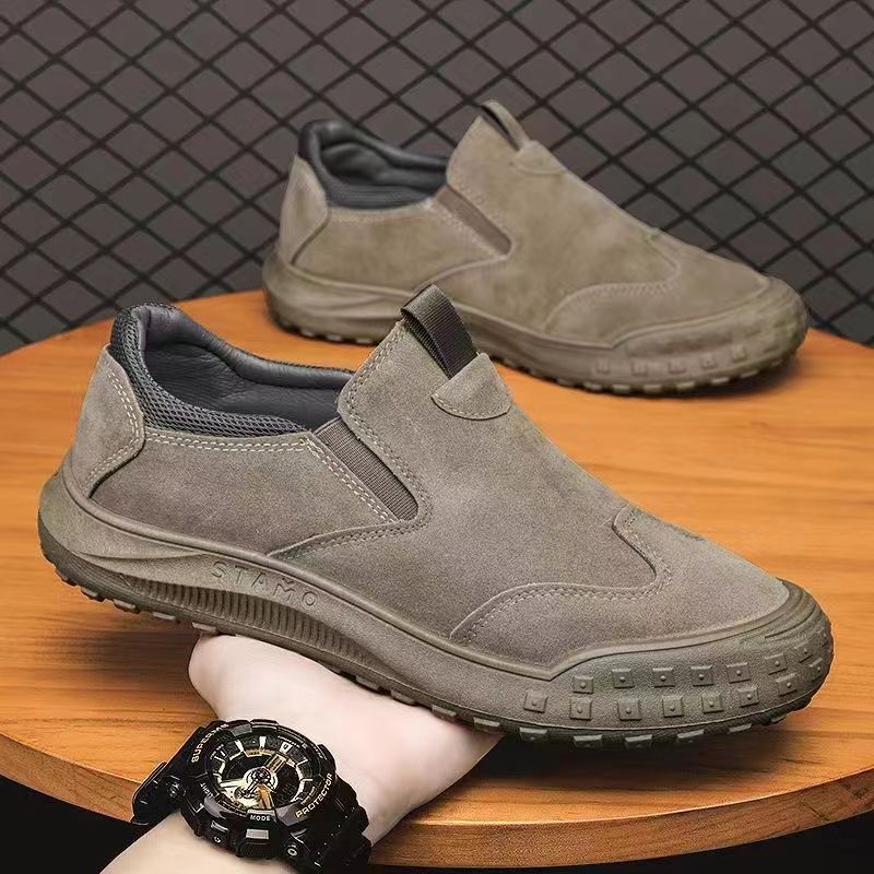 Lazy outdoor workwear shoes for casual outdoor wear, men's low cut waterproof, anti slip and wear-resistant indoor men's shoes