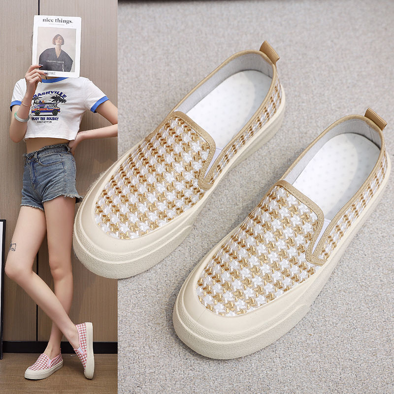 Spring and Autumn Korean Fashion Women's Single Shoes Canvas Shoes Casual and Comfortable One Step Lazy Student Shoes Manufacturer Wholesale Breathable