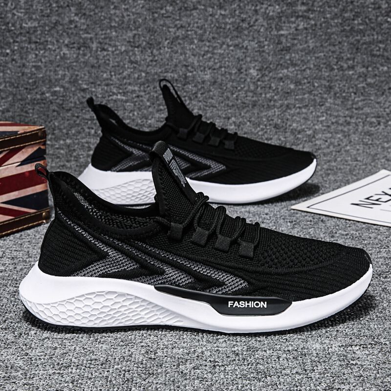 Cross border foreign trade spring and autumn fly woven breathable men's running shoes, comfortable flat casual shoes, dropshipping, casual versatile