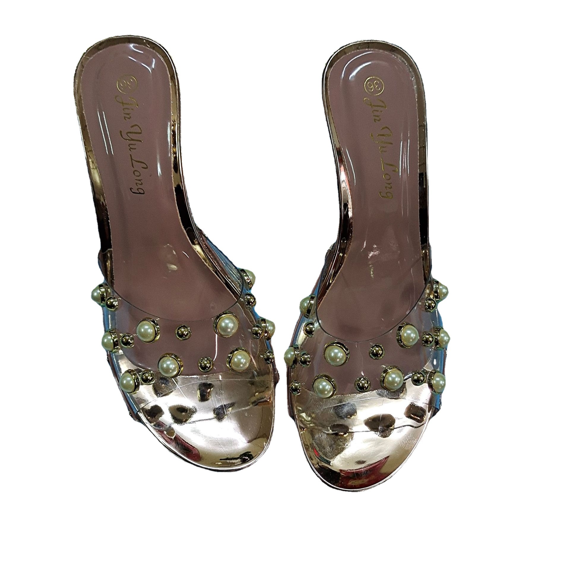 2022 New Summer Fashion Outerwear Glass Glue Beaded Fine Heel Hard Bottom Korean Edition Cool Slippers 2022 New Summer Fashion Outerwear Glass Glue Beaded Fine Heel Hard Bottom Korean Edition Cool Slippers