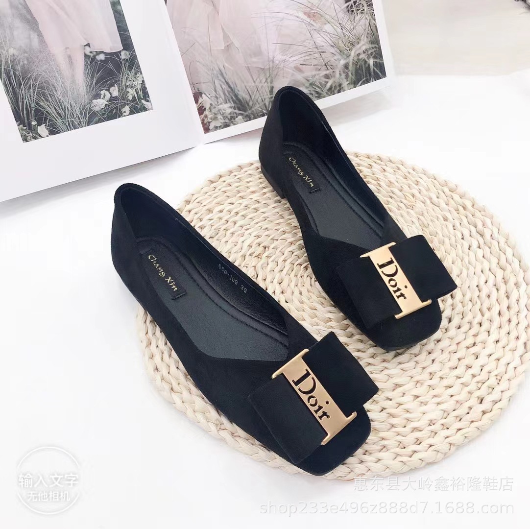 2022 Spring New Square Head Flat Bottom Bag Shoes, Shallow Mouth Casual Fairy Step Shoes for Women