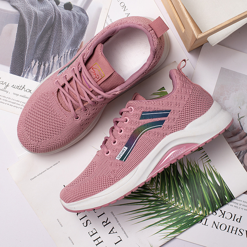 Customized new cross-border women's walking shoes, lightweight and fashionable sports shoes, fly woven breathable casual shoes, wholesale for children