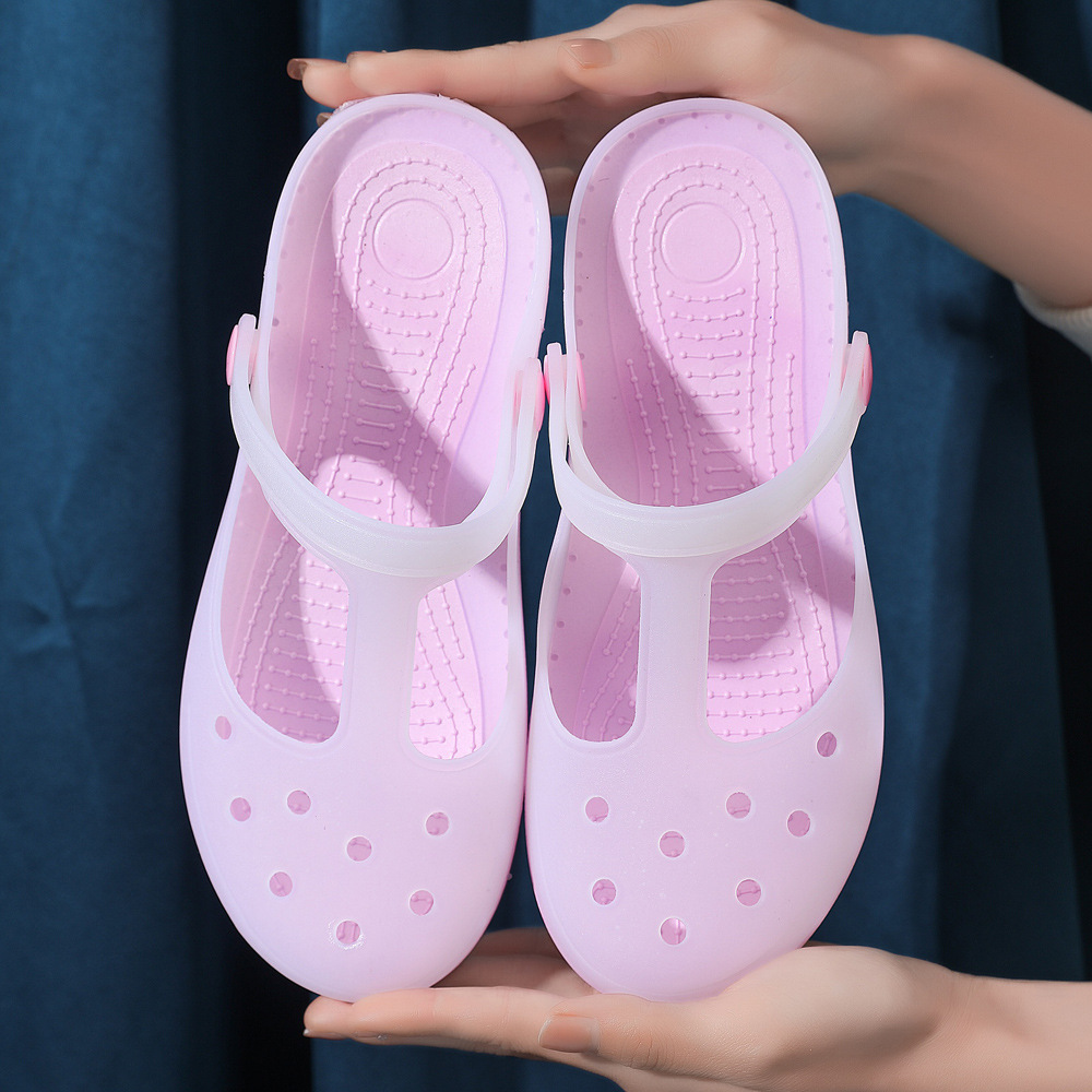 Summer new style cave shoes for women, lightweight and non slip flat sandals for nurses, home toe protection beach shoes Summer new style cave shoes for women, lightweight and non slip flat sandals for nurses, home toe protection beach shoes