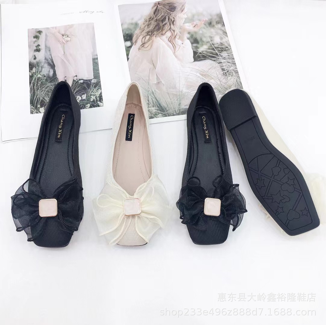 French gentle fairy mesh bow flat shoes for spring and summer 2022 new popular comfortable single shoes French gentle fairy mesh bow flat shoes for spring and summer 2022 new popular comfortable single shoes