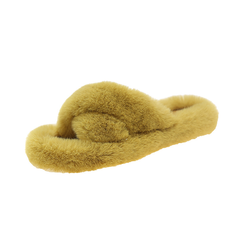 Hairy slippers for women wearing outerwear, internet famous plus size 2024 new item, autumn and winter warm outerwear cross hair slippers wholesale Hairy slippers for women wearing outerwear, internet famous plus size 2024 new item, autumn and winter warm outerwear cross hair slippers wholesale
