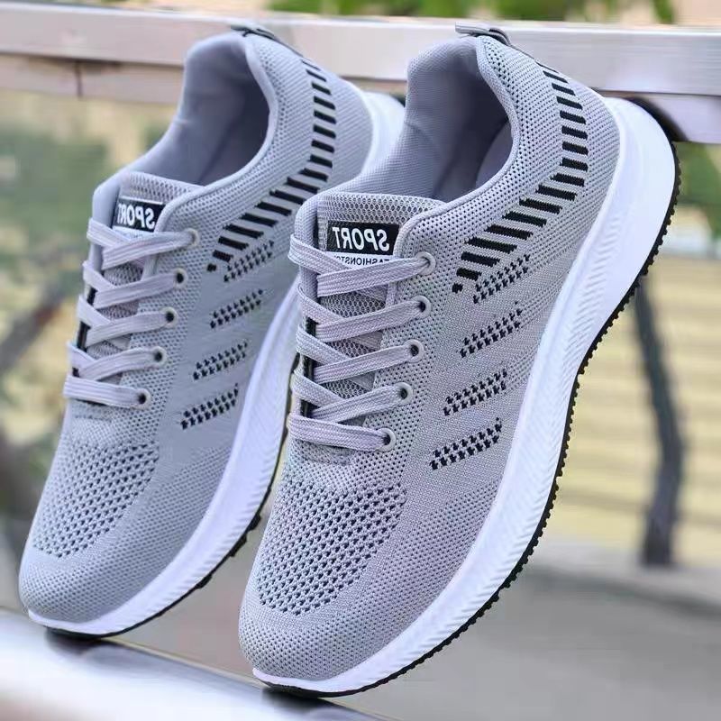 Men's shoes 2024 summer mesh sports shoes breathable casual shoes men's comfortable and versatile running shoes fly woven trendy shoes