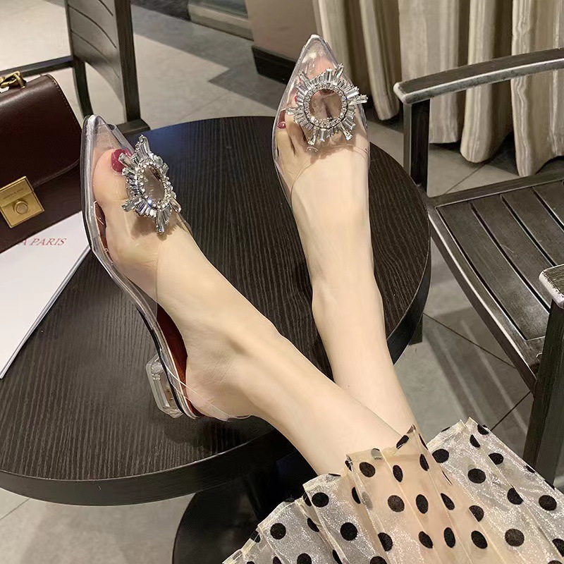 Transparent crystal shoes for women, 2021 autumn new fashion single shoes, women's rhinestone pointed thin heel high heels, women's dance shoes Transparent crystal shoes for women, 2021 autumn new fashion single shoes, women's rhinestone pointed thin heel high heels, women's dance shoes