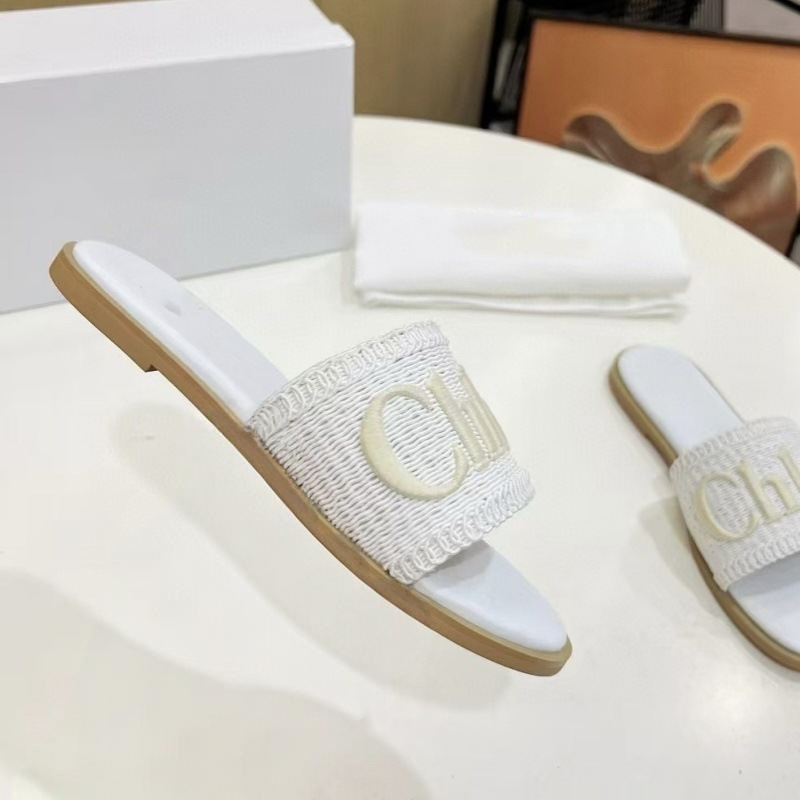 Retro fairy style letter woven linen slippers for women wearing summer 2025 new niche French sandals