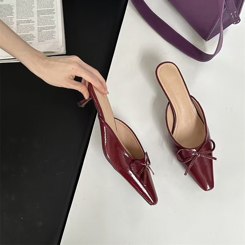 2024 Summer New Butterfly Knot, Medium and Fine Heels, Muller Shoes, Half Head, Half Slippers, Women's Large High Heels, Single Shoes, Cool Slippers 2024 Summer New Butterfly Knot, Medium and Fine Heels, Muller Shoes, Half Head, Half Slippers, Women's Large High Heels, Single Shoes, Cool Slippers