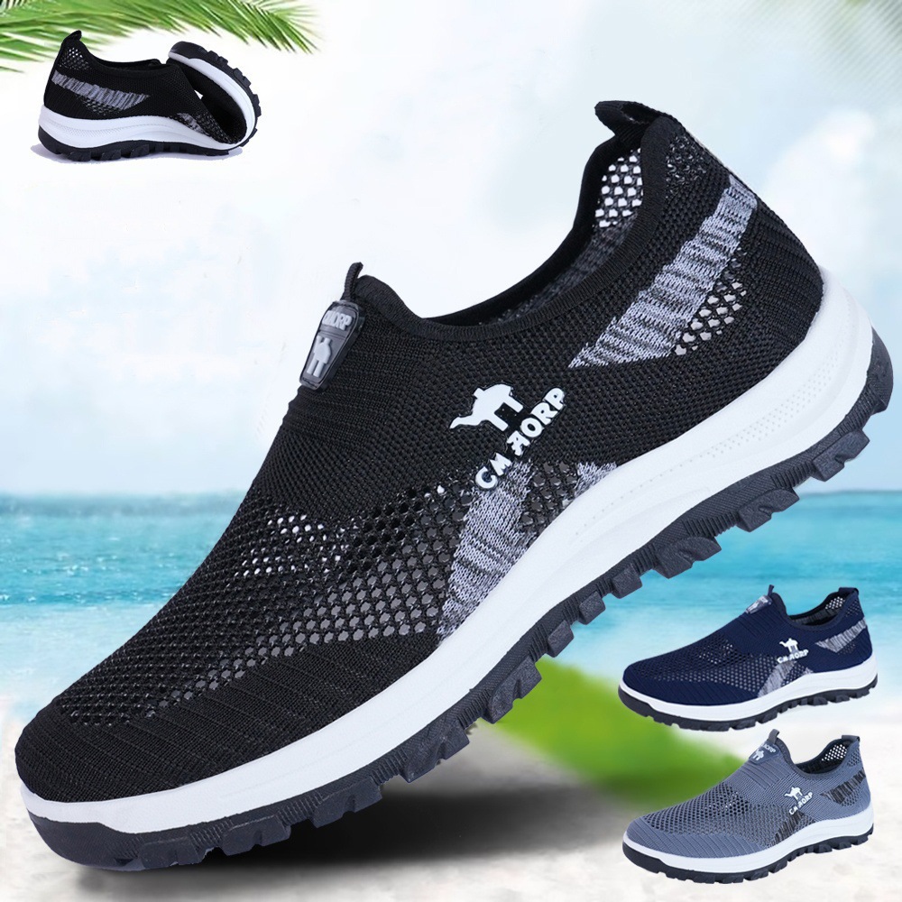 Men's hollowed out mesh lightweight running shoes, comfortable for middle-aged and elderly casual shoes, cross-border sports men's shoes