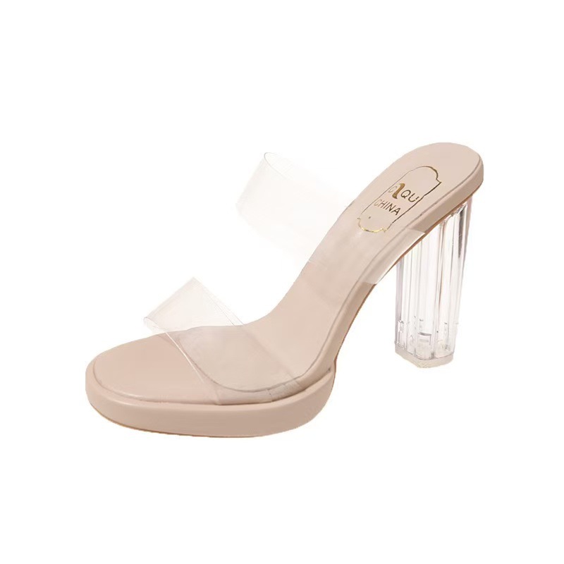 Summer 2025 Foreign Trade Large Size Transparent Crystal High Heels for Women, New Water Diamond External Cooling Slippers, European and American PU Internet Celebrity Summer 2025 Foreign Trade Large Size Transparent Crystal High Heels for Women, New Water Diamond External Cooling Slippers, European and American PU Internet Celebrity