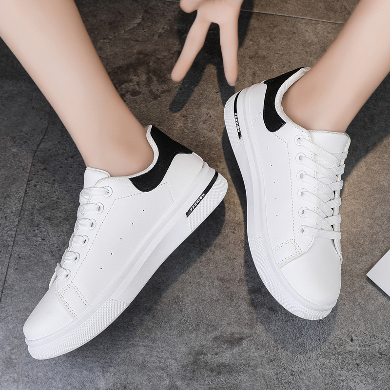 Thick soled white shoes for women's summer fashion, white student shoes, board shoes, sports shoes, casual shoes, cross-border foreign trade, breathable