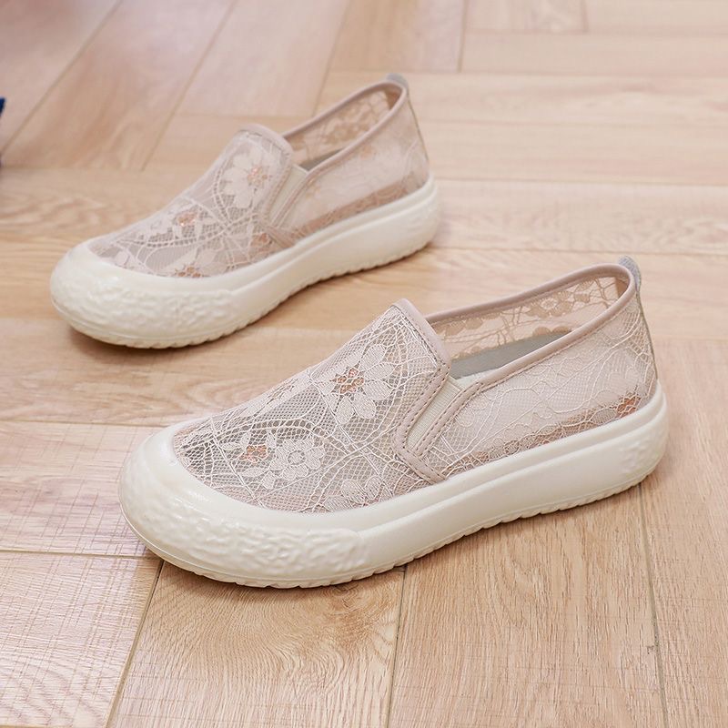 Women's shoes 2024 spring and summer new fisherman's shoes breathable lace mesh single shoe thick sole one foot casual shoes for children