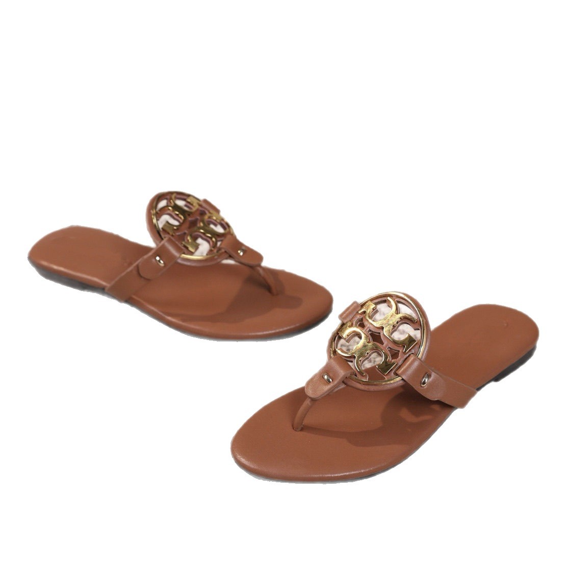 TB Slippers for Women 2025 Summer New One Word Drag Beach Leisure European and American Cross border Leather Cool Slippers TB Slippers for Women 2025 Summer New One Word Drag Beach Leisure European and American Cross border Leather Cool Slippers