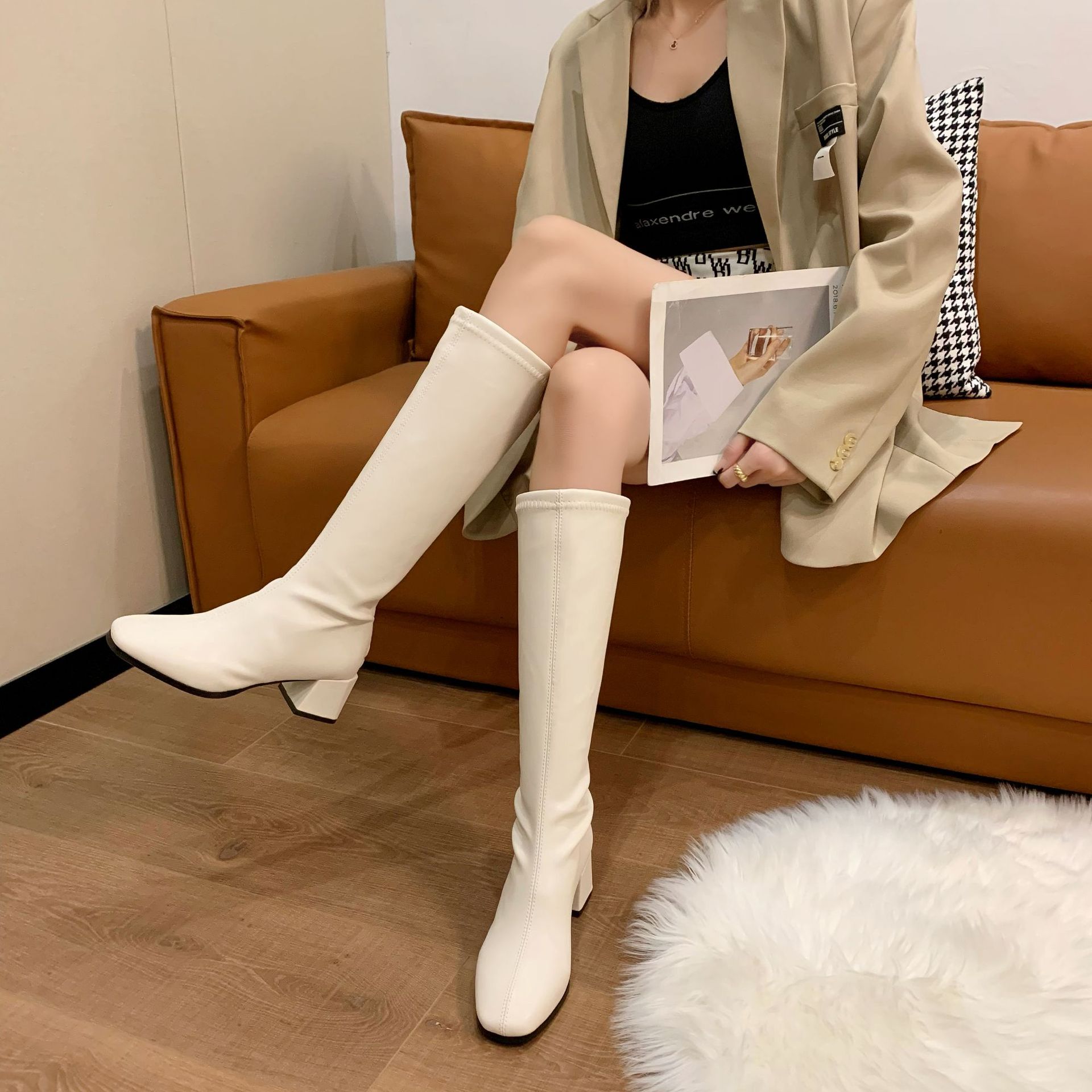 Women's knee high boots 2025 autumn and winter new British style fashionable small stature slimming high-heeled knight women's boots Women's knee high boots 2025 autumn and winter new British style fashionable small stature slimming high-heeled knight women's boots