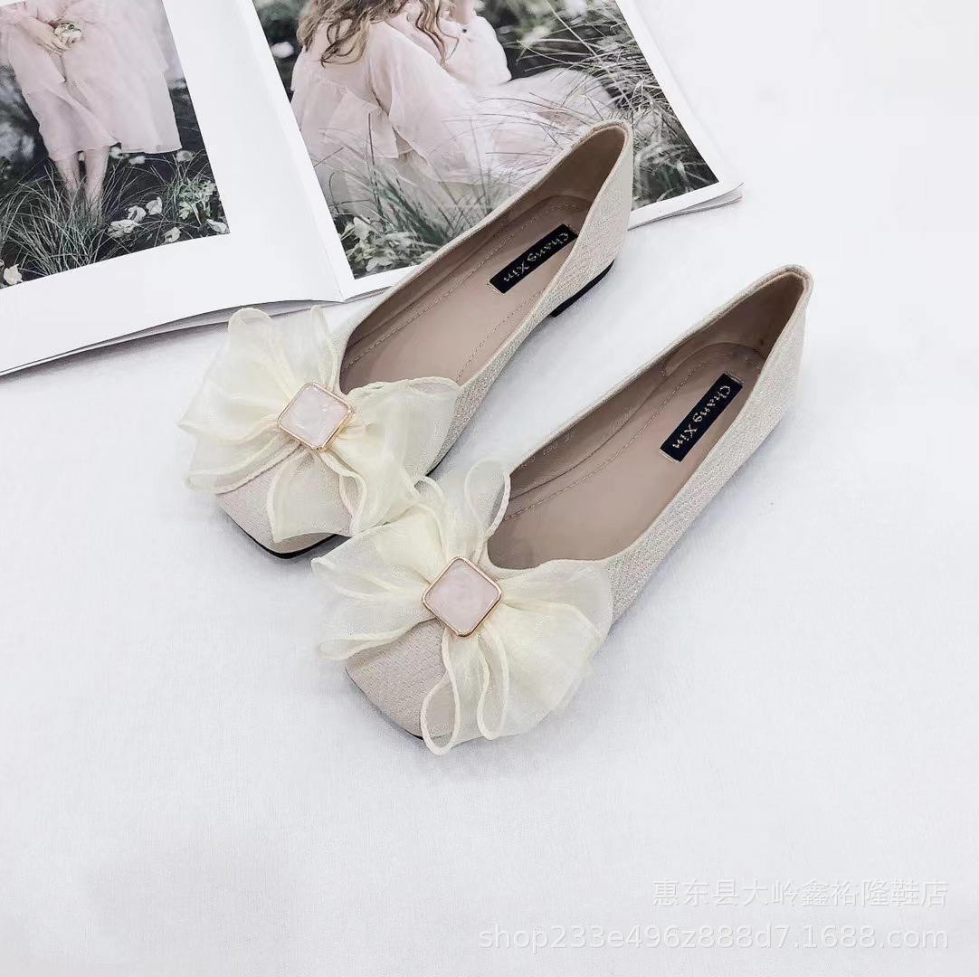 French gentle fairy mesh bow flat shoes for spring and summer 2022 new popular comfortable single shoes French gentle fairy mesh bow flat shoes for spring and summer 2022 new popular comfortable single shoes