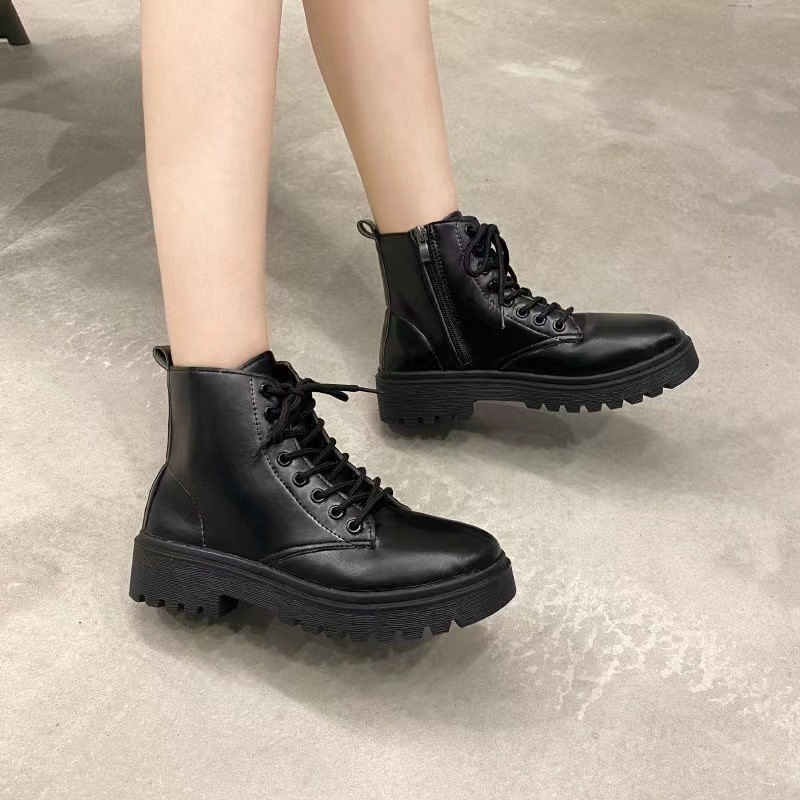 Martin boots for women 2024 new product European and American women British style black height increasing short boots for foreign trade wholesale Martin boots for women 2024 new product European and American women British style black height increasing short boots for foreign trade wholesale