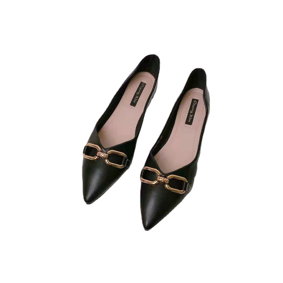 Flat shoes for women 2022 spring new item metal buckle retro versatile pointed single shoes for women Flat shoes for women 2022 spring new item metal buckle retro versatile pointed single shoes for women