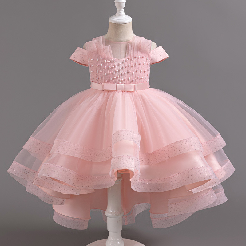 New foreign trade girls' fluffy gauze trailing princess dress dress European and American children's wedding banquet performance dress dress