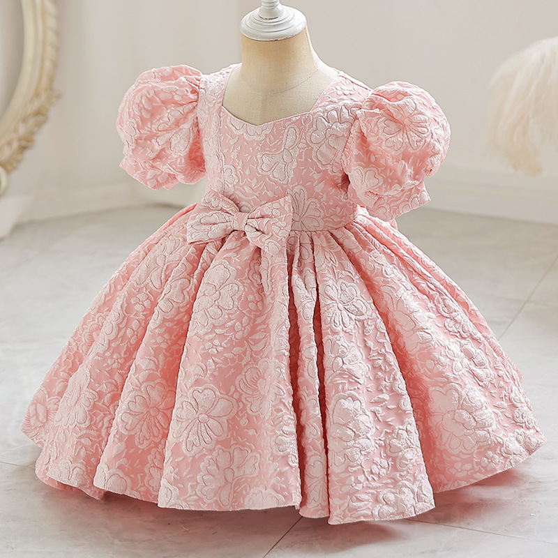 Foreign trade girl's first year dress dress new European and American flower girl baby high-end princess dress baby's birthday dress