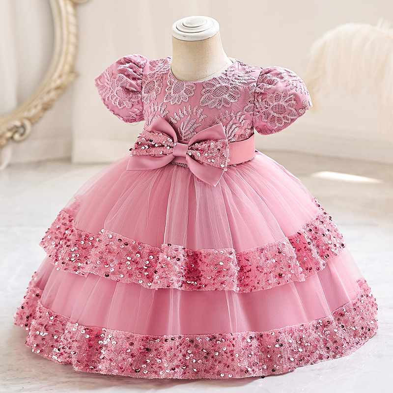 Amazon children's one year old dress, European and American baby girl princess dress, fluffy gauze cake dress, birthday party dress