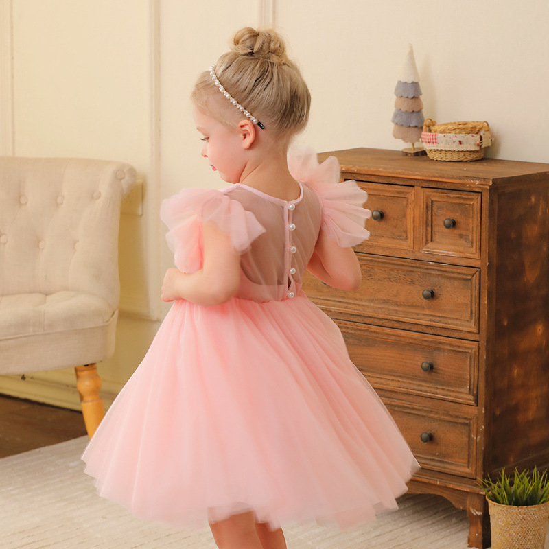 2024 New Foreign Trade Girls' Dress Light Luxury Small Host Children's Wedding Dress Performance Dress Little Girl Princess Dress