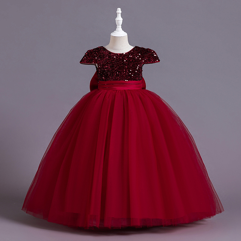 Cross border girls' dress new European and American flower girl fluffy veil princess dress girls piano performance banquet evening dress